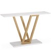 GlasFlength Console Tables Modern Narrow Table with Faux Marble Top and Gold Metal Frame for Living Room Entryway, White, 43.31"*11.81"*31.5" - 4 of 4