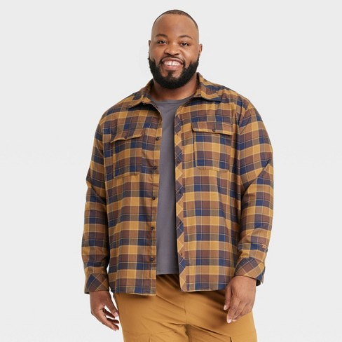 Men's Big Long Sleeve Flannel Shirt - All In Motion™ Brown