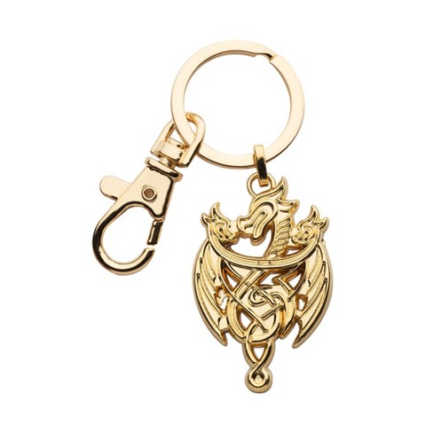 Dragonne Luxury Designer Leather Keychain Gold Plated Metal Part