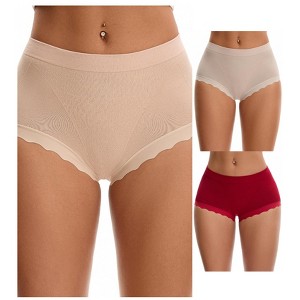 INSPIRE CHIC 3 Packs Women's High Waisted Breathable Tummy Control Underpants - 1 of 4