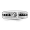 Black Bow Jewelry Mens 8mm 14K White Gold Black Rhodium Black/White Diamond Tapered Band - 2 of 4