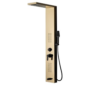 BWE 2-jet rain shower panel system with waterfall shower head and shower wand with LED light - 1 of 4