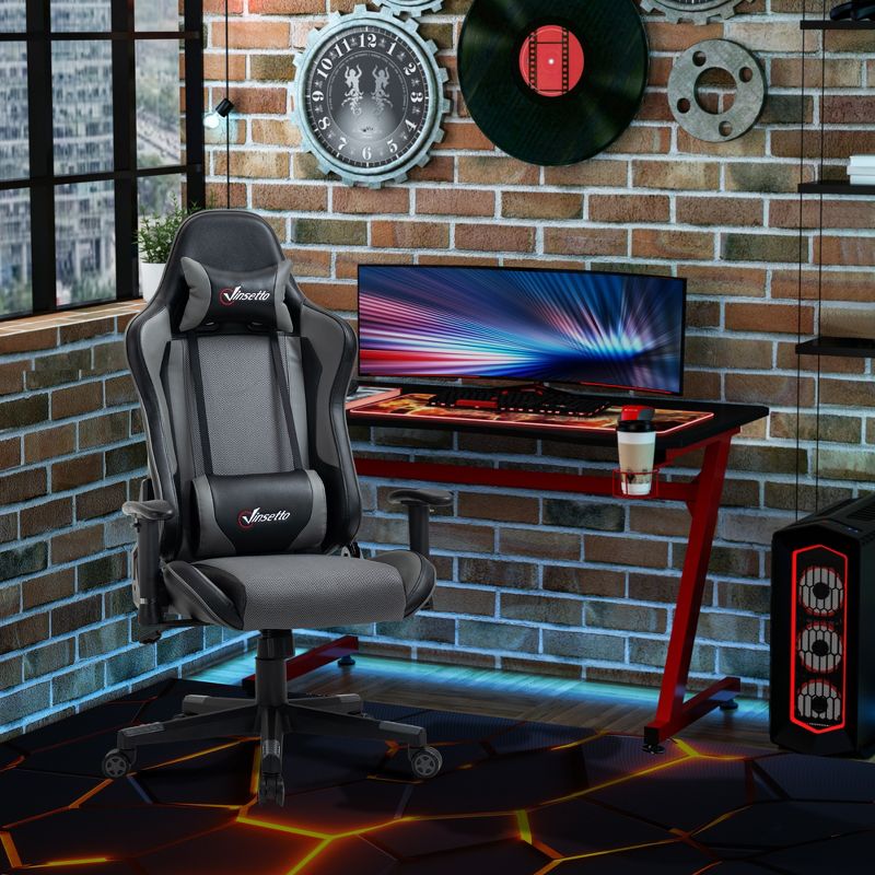 Vinsetto Gaming Chair Racing Style Ergonomic Office Chair High Back Computer Desk Chair Adjustable Height Swivel Recliner with Headrest and Lumbar Support, 4 of 8