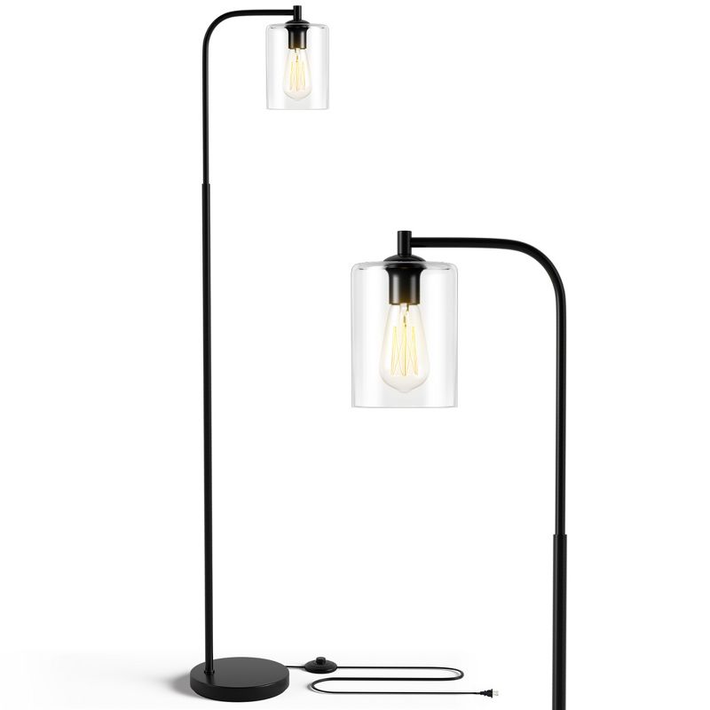 Costway Modern Standing Pole Floor Lamp w/ Glass Shade Indoor, 1 of 11
