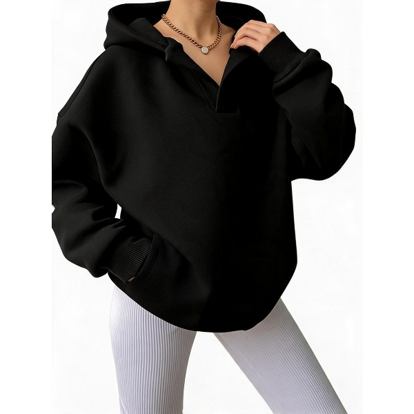 Sudadera oversized para mujer de manga larga casual de calle sólida