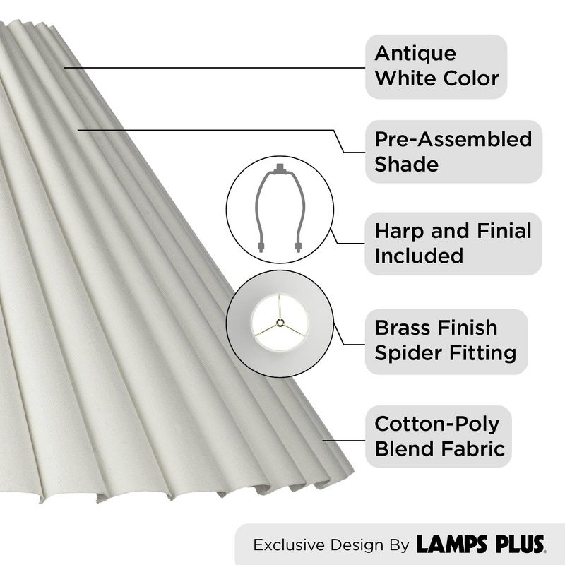 Springcrest Collection 7" Top x 20 1/2" Bottom x 10 3/4" High x 12 1/2" Slant Lamp Shade Replacement Large White Empire Box Pleat Spider Harp Finial, 4 of 8