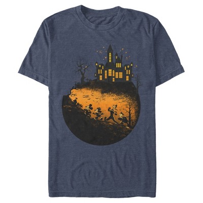 Men's Mickey & Friends Halloween Mickey Mouse and Haunted House T-Shirt