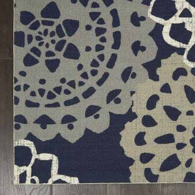 Rare Jewels Medallion Black Synthetic 7'9" x 10'10" Indoor/Outdoor Rug