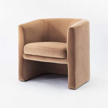 Vernon Upholstered Barrel Accent Chair Light Brown Velvet - Threshold™ designed with Studio McGee
