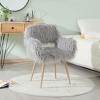 Vynxaria Gray Faux Fur Accent Chairs - Upholstered Dining and Makeup Chair with Beech Metal Legs - 2 of 4