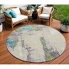 Linen And Fern Green Abstract Washable Indoor Outdoor Area Rug - 2 of 4