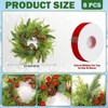 8 Inch Wreath Holder with Ribbon Candle Rings 8 Pieces Norfolk Pine Garland Artificial Red Berries Pinecones Xmas Table Centerpiece - 2 of 4