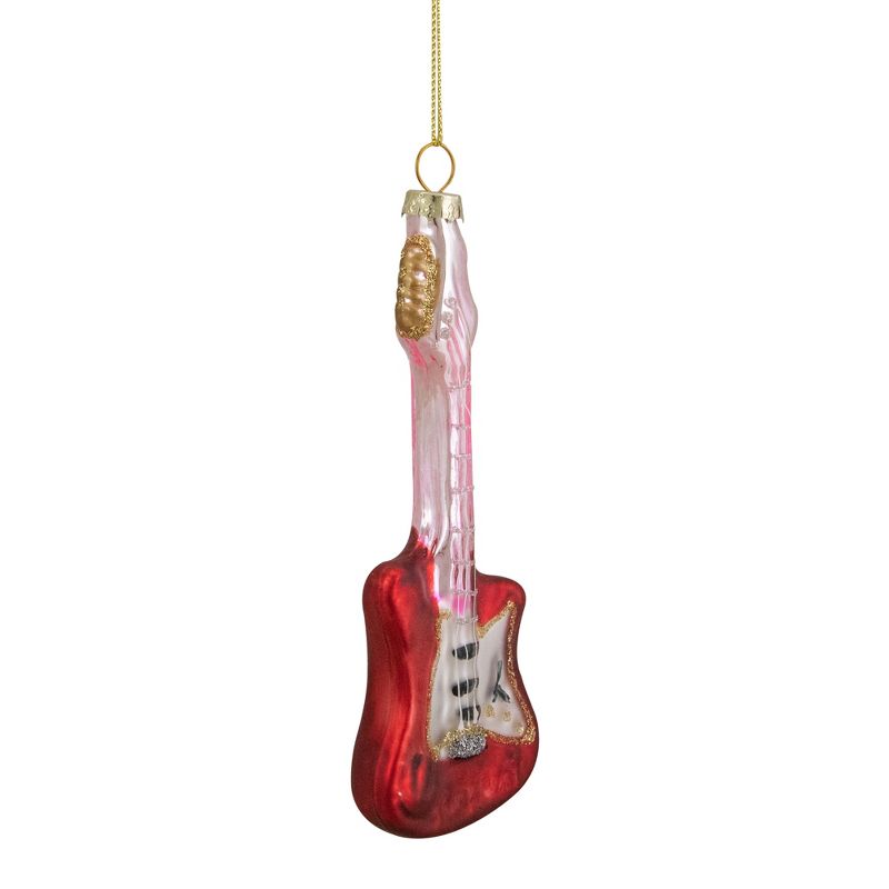 Northlight 6" Red and Silver Glass Bass Guitar Christmas Ornament, 3 of 6