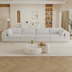 MAYEERTY 39.8" Cloud Sofa White - 39.8", Corduroy, Double-Layer, No Assembly, DIY for Corner - 1 of 4