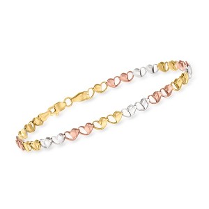 Ross-Simons 14kt Tri-Colored Gold Heart-Link Bracelet - 1 of 3
