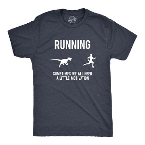 Mens Running Motivation Raptor Chase T Shirt Funny Dinosaur Tee Nerdy Graphic - Crazy Dog Men's T Shirt - 1 of 4