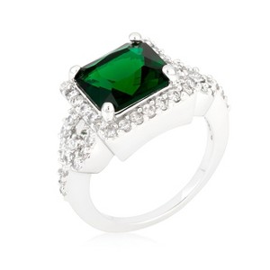 Slickblue Stunning Halo Princess Cut Cocktail Ring, 3.8 Ct in Aqua Blue, Emerald Green & Peridot Yellow, Sizes 5-10 - 1 of 4