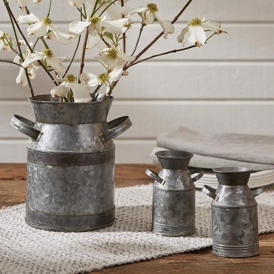 Rustic Galvanized Metal Milk Can Salt and Pepper Shaker Set