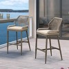 PURPLE LEAF Patio Sunbrella Bar Stools Set of 2 Handwoven Wicker Bar Height Stool Modern Aluminum Outdoor Wicker Barstools with Back and Cushion - 2 of 4