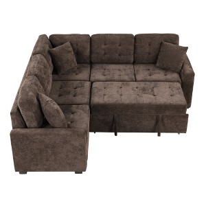 NicBex Modern 82.6" Pull Out Sofa Bed Velvet Convertible Sleeper Sofa with USB Ports for Living Room - 1 of 4
