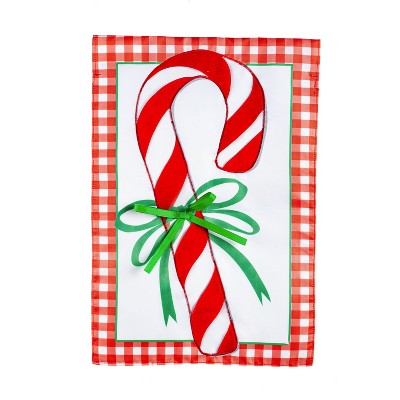 Evergreen Christmas Candy Cane Garden Applique Flag