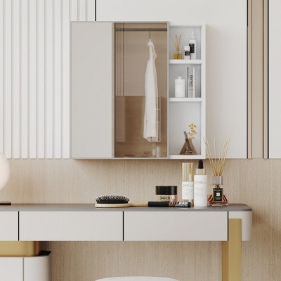 Multi-Function Mirror Cabinet, Wall Cabinet For Bathroom With Smooth Sliding Door Design, Medicine Cabinet Mirror Recessed-Cuddlewood