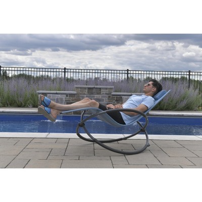 Blue Powder Coated Steel Orbital Rocking Lounger with Cushions