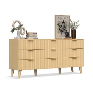 Buenhomino Modern Chest of Drawers with 9 Drawers,Deep Drawers,Clothes Organizer,Large Storage Cabinet for Living Room, Bedroom,Hallway, Oak - 1 of 4