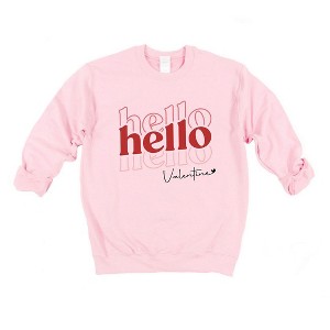 Simply Sage Market Women's Graphic Sweatshirt Hello Valentine Stacked - 1 of 4