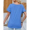 Women's Summer Short Sleeve T-Shirt Casual Round Neck Top With Ruffle Trim - 2 of 4
