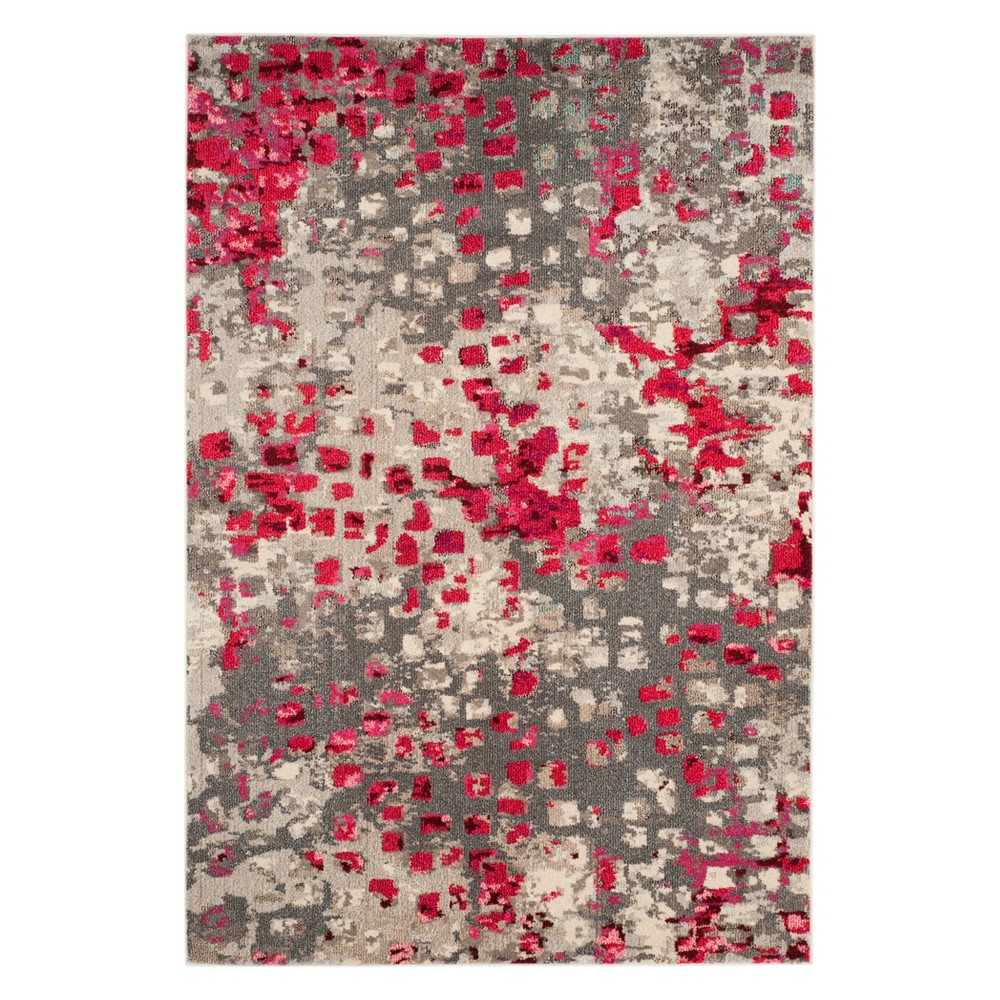 5'1inx7'7in Shapes Area Rug Gray/Fuchsia - Safavieh