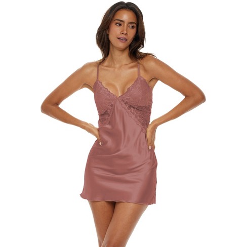 Cheibear Women's Satin Cami Silky Strap Top Lounge Pajama Camisole Brown  Red Large : Target