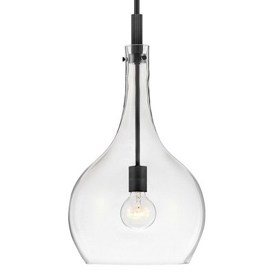 Ziggy Sleek Black Steel Pendant with Clear Glass Shade