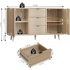 Coffee Bar Cabinet with 3 Drawers and 2 Doors, Sideboard Buffet Cabinet with Storage, Adjustable Shelf, Natural Wood Console, for Dinning Room - 2 of 4