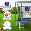 Okak 8*12FT Rectangle Trampoline, Outdoor Trampoline with Basketball Board, Inflater and Ladder, Rebounder for Garden, Patio, Blue - 3 of 4