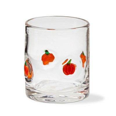 tag Pumpkin Dof Glass Set of 2 - 14oz Double Old-Fashioned Drinkware for Halloween - Orange Glasses - Hand Wash Only