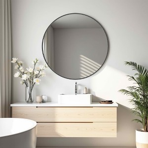 MAYEERTY 20in Round Wall Mirror Vanity Mirror for Bathroom，Black - 1 of 4