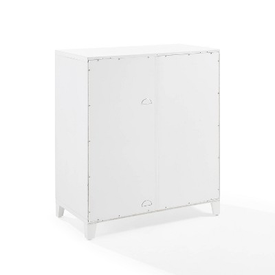 White Glass Door Kitchen Pantry Storage Cabinet with Gold Hardware