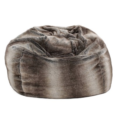 3' Landrum Modern Faux Fur Bean Bag Cover Only Gray Taupe - Christopher Knight Home