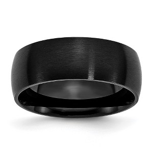 Black Bow Jewelry Men's 8mm Black Plated Stainless Steel Brushed Domed Band - 1 of 4