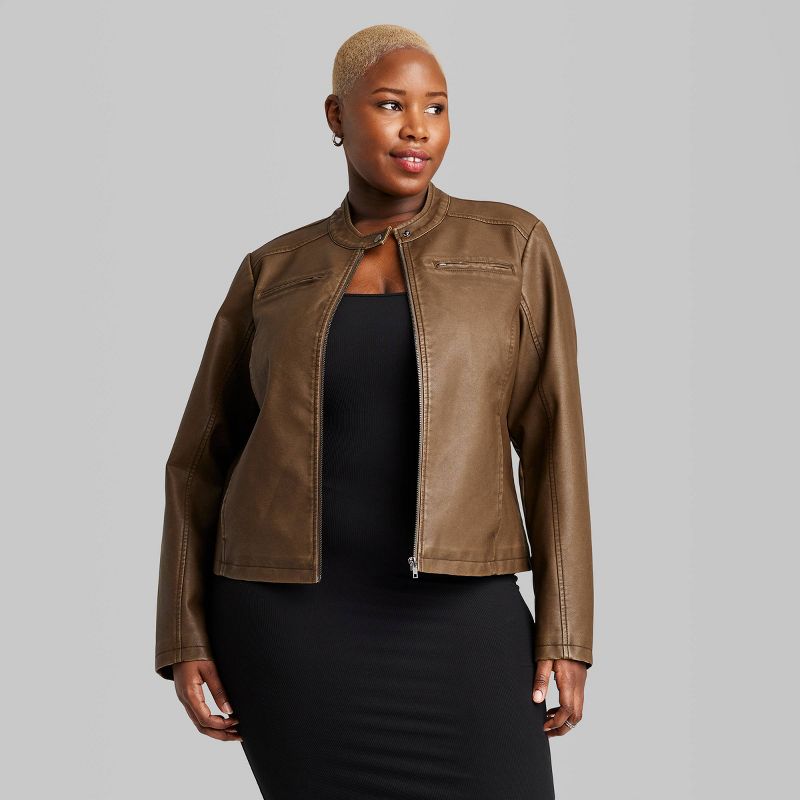 Women's Faux Leather Racing Jacket - Wild Fable™, 3 of 5