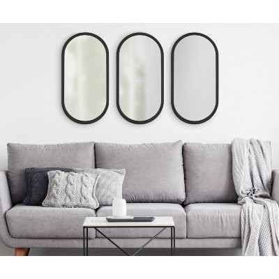 Travis Capsule Black Wood Framed Full-Length Vanity Mirror 12x24
