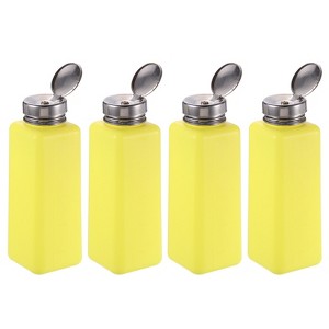 Unique Bargains Plastic Acetone Cleanser Nail Polish Remover Push Down Alcohol Dispenser Bottles 4 Pcs 500ML (17oz) Yellow - 1 of 4