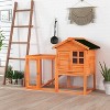 Tangkula Wooden Chicken Coop Outdoor & Indoor Small Rabbit Hutch w/ Run - 3 of 4