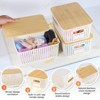 Aoibox Plastic Storage Baskets with Bamboo Lid Stackable Organizer Bins for Shelves Drawers Closet Office 6 Pack - 3 of 4