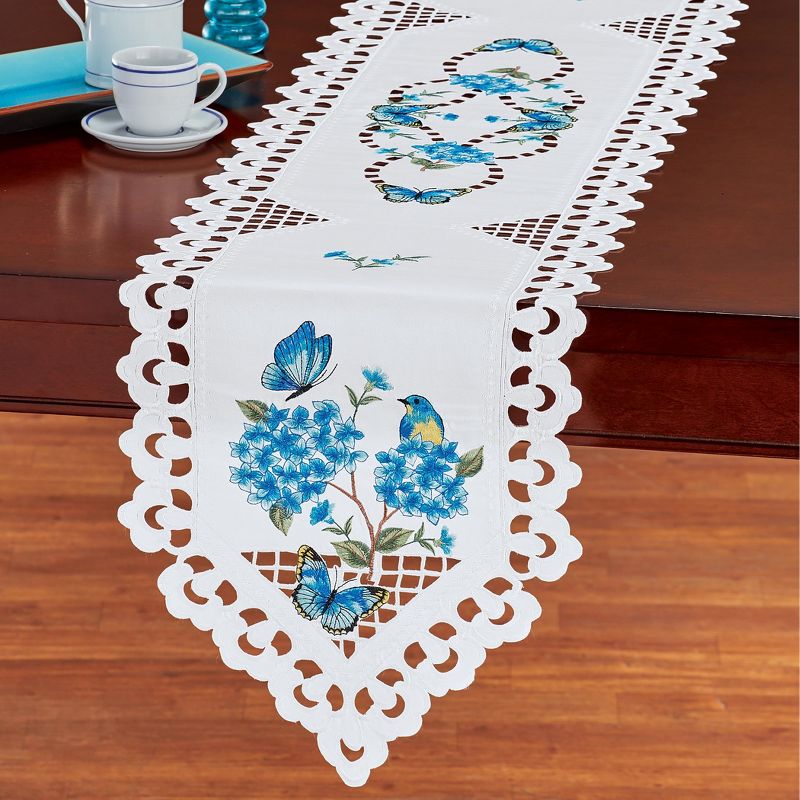 Collections Etc Embroidered Blue Hydrangea Butterfly Table Linens, 2 of 3