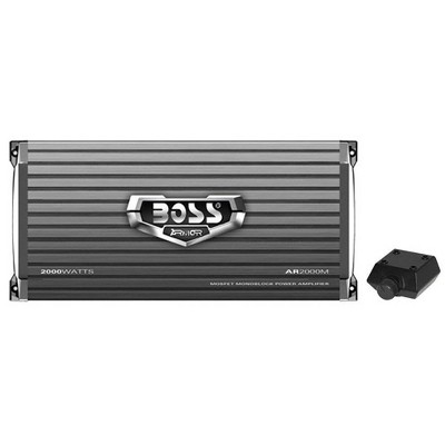 BOSS Audio AR2000M Armor 2000 Watt Monoblock Class A/B 2-4 Ohm 2-4 Ohm Stable Car Audio Amplifier Power Amp with Mosfet Power Supply and Bass Remote