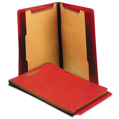 UNIVERSAL Pressboard End Tab Folders Letter Six-Section Bright Red 10/Box 10320