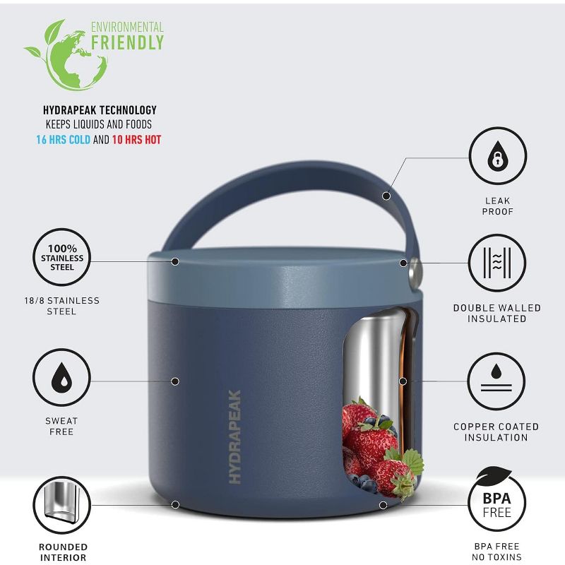 Hydrapeak Foodie Kids 18oz Stainless Steel Vacuum Insulated Wide Mouth Leak-proof Thermos Food Jar 10 Hours Hot 16 Hours Cold, 4 of 8