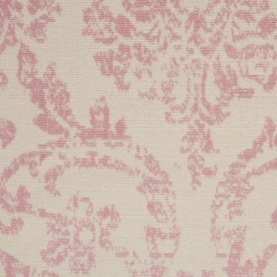 Ivory and Pink Vintage Damask Area Rug